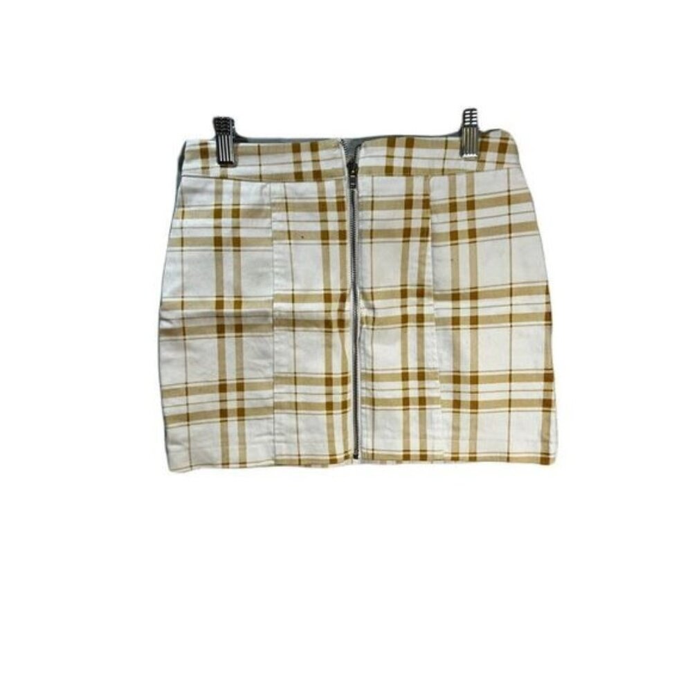 Plaid Mini Skirt With Front Zipper By Forever 21